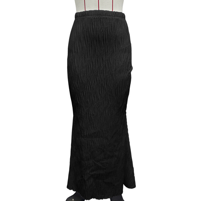Casual Figure-flattering Solid-color Long Skirt
