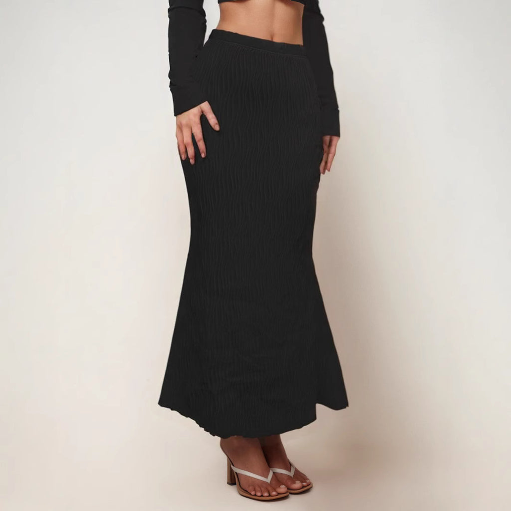 Casual Figure-flattering Solid-color Long Skirt