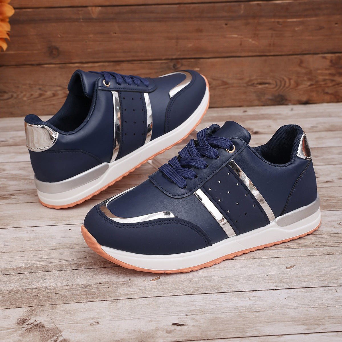 Color Matching Round Head Lace-up Daddy Shoes And Girls